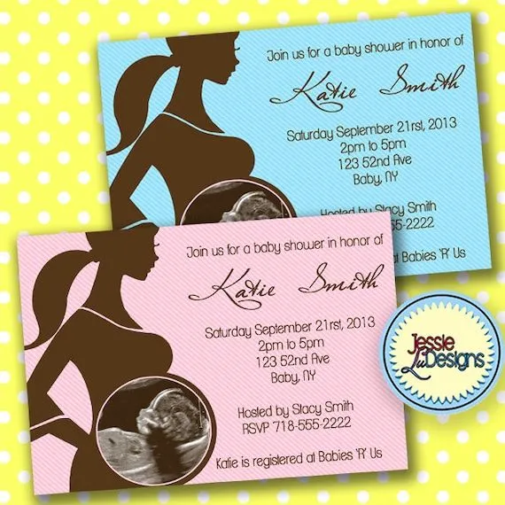 Invitación de Baby Shower con Silueta de por JessieLuDesigns Invitación de Baby Shower con Silueta de por JessieLuDesigns