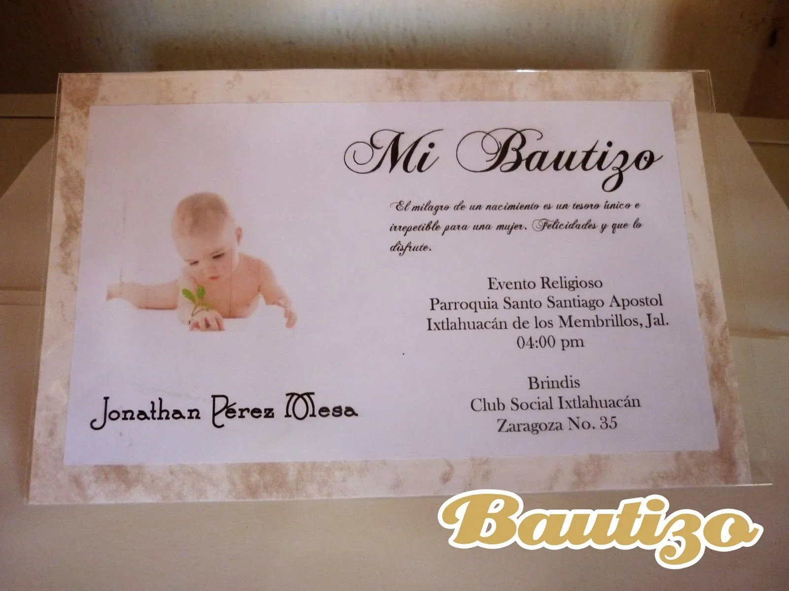 Invitación para Bautizo.