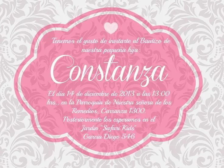 INVITACION PARA EL BAUTIZO DE CONSTANZA VANIA ELÍAS DESIGNS ...