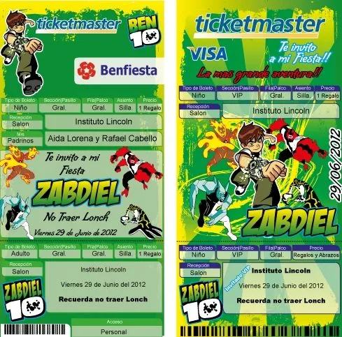 Invitaciónes infantiles de ben 10 - Imagui