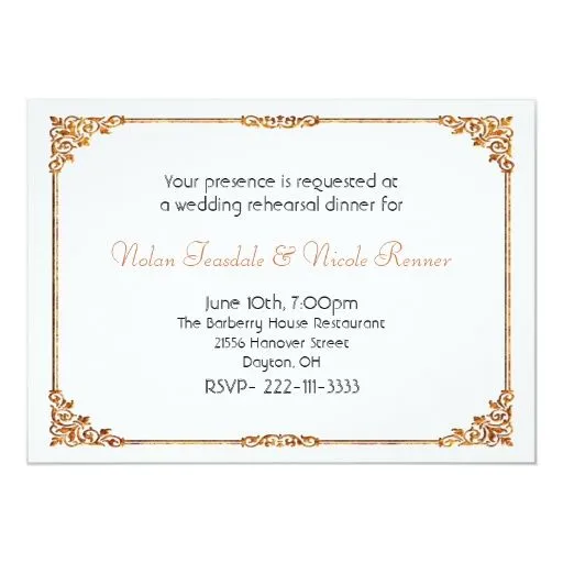 Invitación blanca formal de la cena del ensayo del | Zazzle Invitación blanca formal de la cena del ensayo del | Zazzle