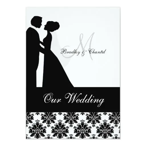 Invitación blanco y negro del boda de los pares | Zazzle