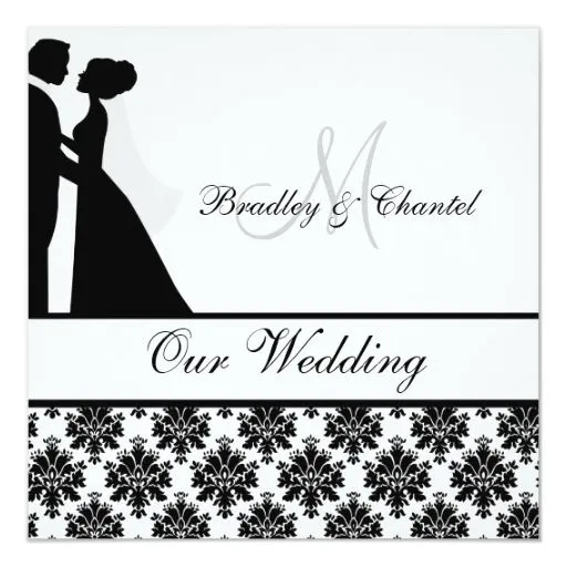 Invitación blanco y negro del boda de los pares | Zazzle