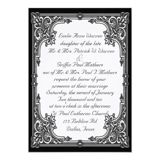 Invitación blanco y negro del boda | Zazzle