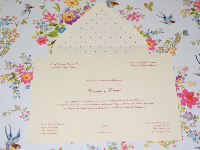 Invitaciones de boda EXCLUSIVAS, elegantes, CLASICAS, con forro