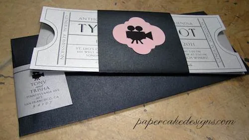 Invitacion de boda con forma de boleto del cine | portafolio blog Invitacion de boda con forma de boleto del cine | portafolio blog