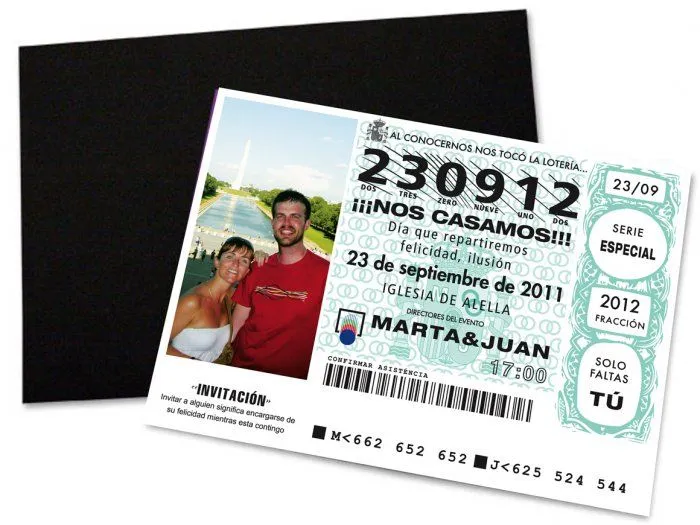Invitación de boda, invitaciones de boda, LOTERIA original ...