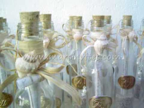 Invitación de boda para playa en botella con pergamino y estrella ... Invitación de boda para playa en botella con pergamino y estrella ...
