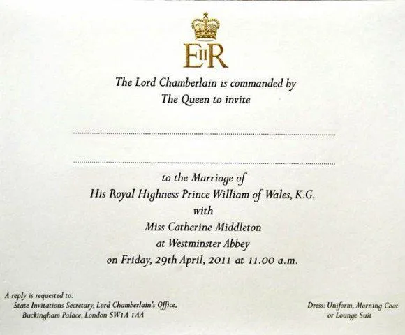La invitación a la boda del Príncipe Guillermo y Kate Middleton ...