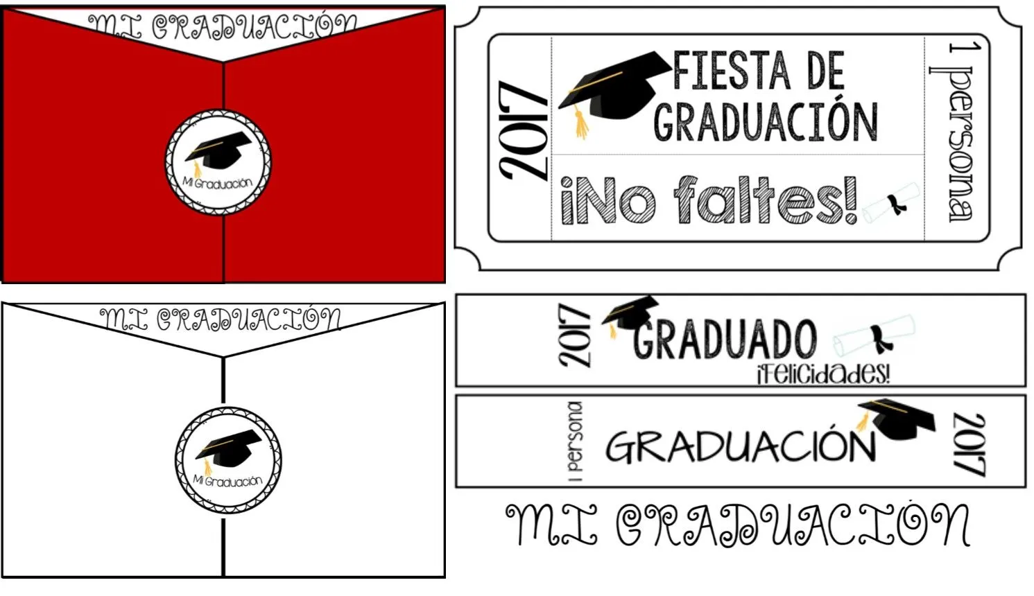 Invitación, brazaletes y ticket para clausura de ciclo escolar o graduación | Material Educativo Invitación, brazaletes y ticket para clausura de ciclo escolar o graduación | Material Educativo
