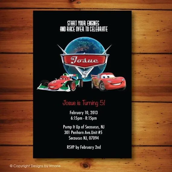 Invitación de Cars 2 por DesignsbyIrmarieR en Etsy Invitación de Cars 2 por DesignsbyIrmarieR en Etsy
