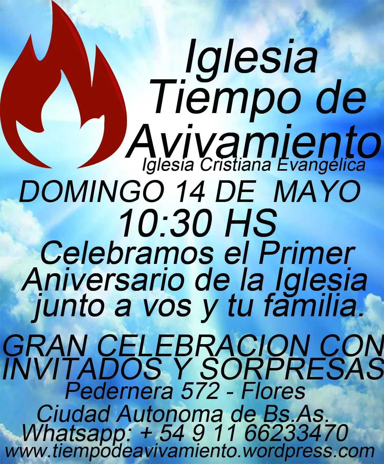 Invitacion a la Celebración del 1er Aniversario de la Iglesia Tiempo de Avivamiento. | Iglesia Tiempo de Avivamiento Invitacion a la Celebración del 1er Aniversario de la Iglesia Tiempo de Avivamiento. | Iglesia Tiempo de Avivamiento