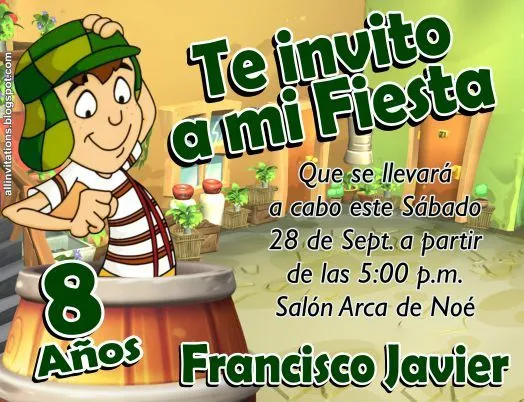 Invitaciones del Chavo del Ocho animado para imprimir - Imagui