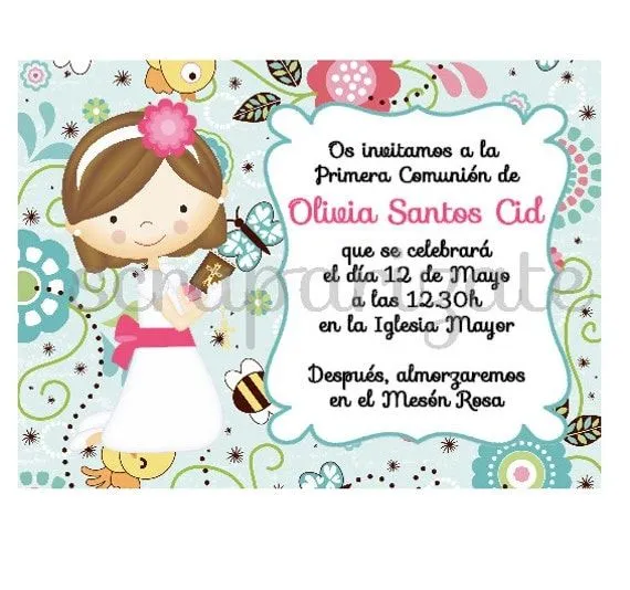 Invitación Comunión o Bautizo por Scraparizate en Etsy