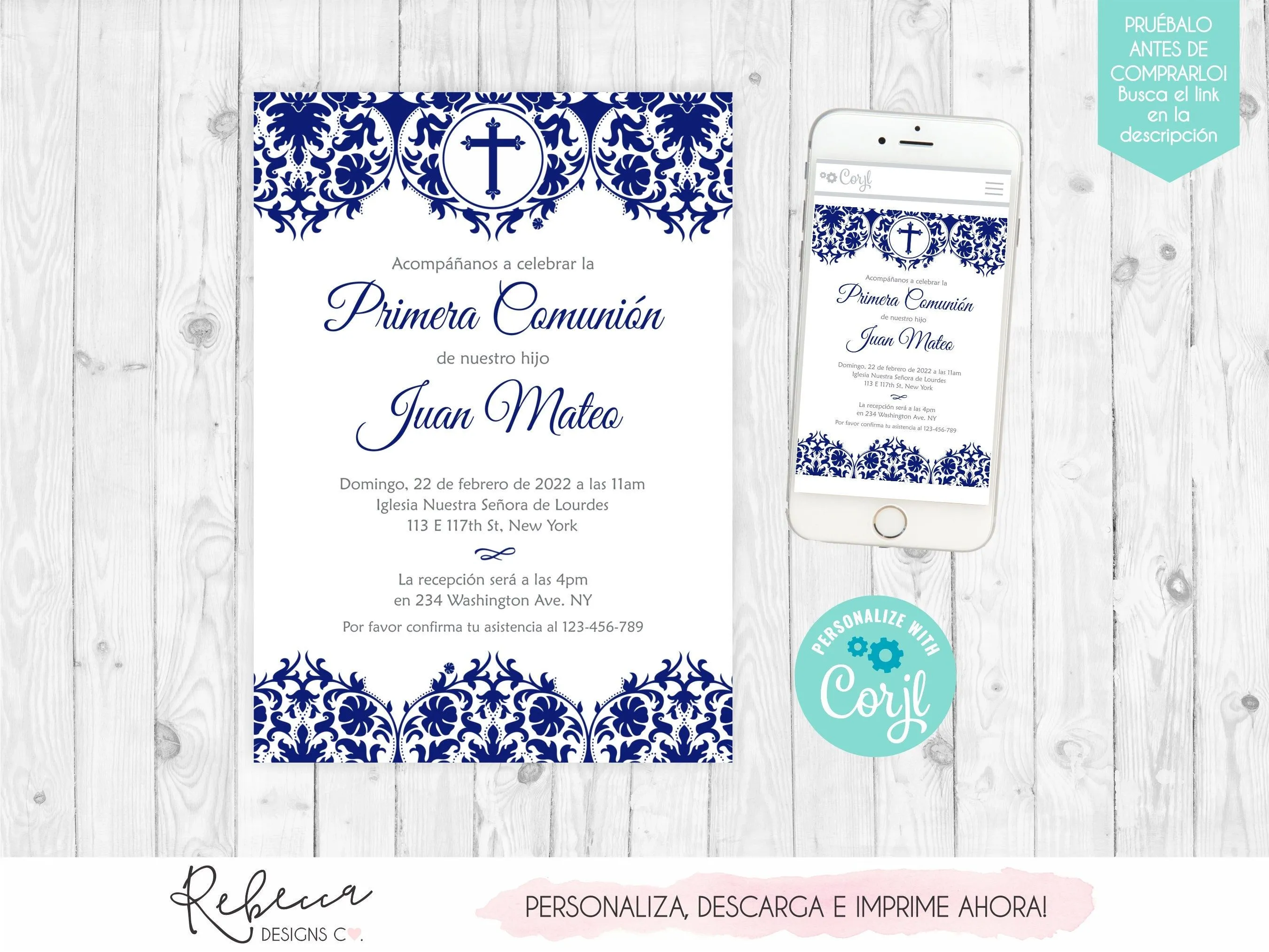 Invitacion comunion niño digital primera comunion invitacion en español  communion boy in spanish invitacion digital communion invite 177 - Etsy  México