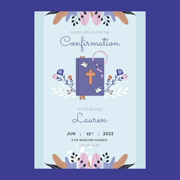 Invitación de confirmación sagrada de diseño plano dibujado a mano | Vector  Gratis