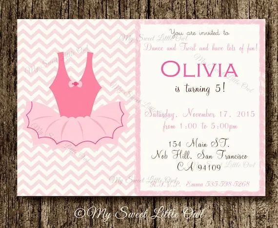 Invitacion de cumpleaños de bailarina por MySweetLittleOwl en Etsy