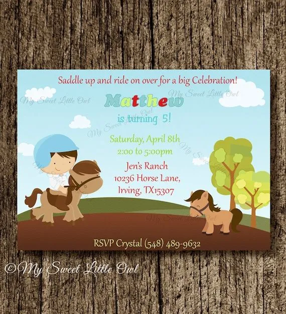 Invitacion de cumpleaños de caballo por MySweetLittleOwl en Etsy