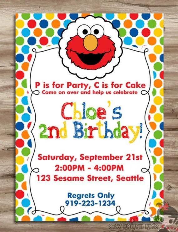 Invitación de cumpleaños ELMO Elmo cumpleaños por KawaiiKidsDesign Invitación de cumpleaños ELMO Elmo cumpleaños por KawaiiKidsDesign