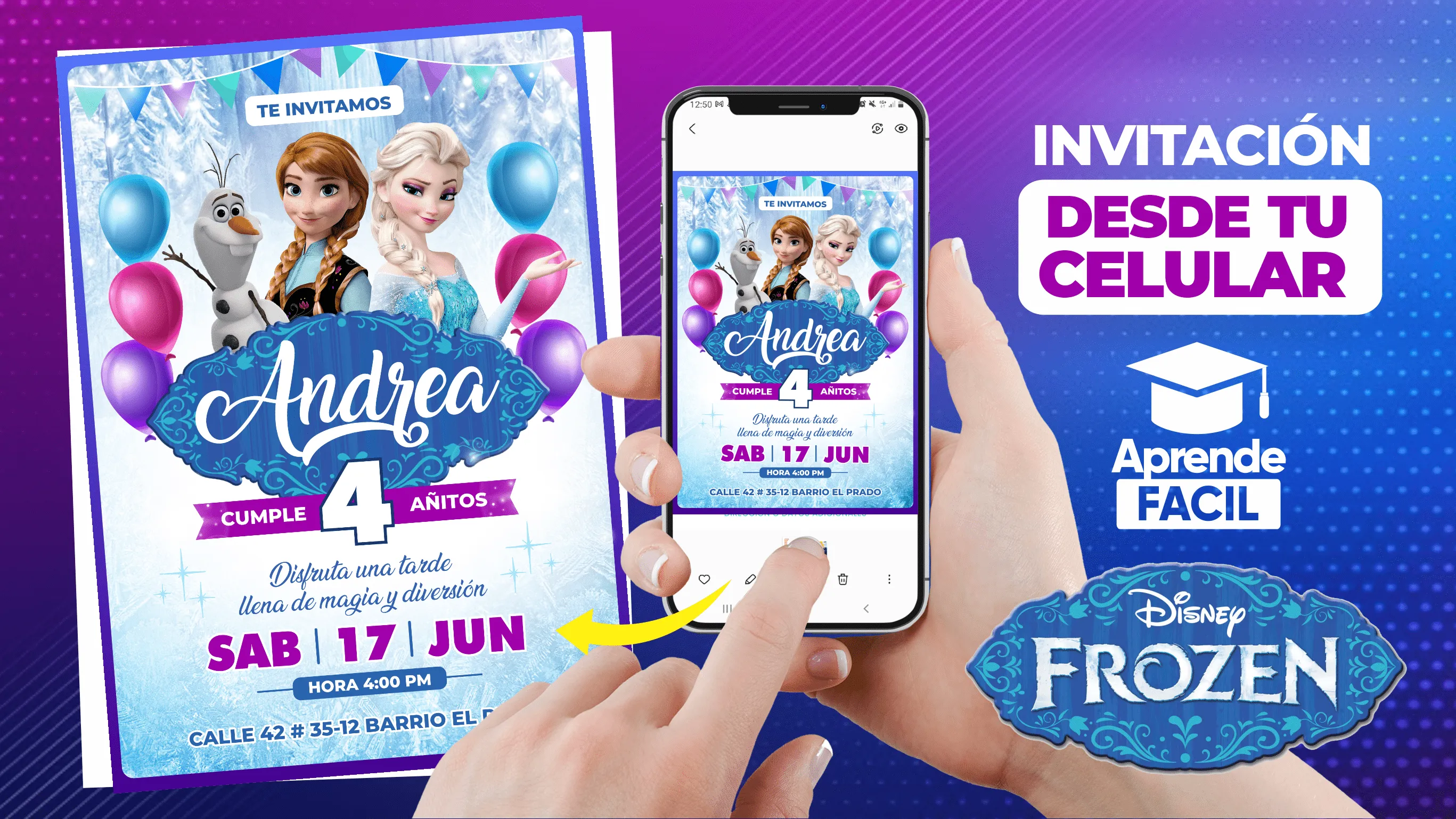 Invitación de cumpleaños de frozen en el celular - Aprende Facil