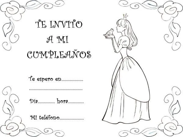 Invitación de cumpleaños con imágenes de princesas Invitación de cumpleaños con imágenes de princesas