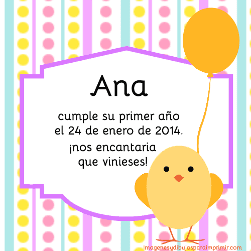 Invitacion primer cumpleaños para imprimir-Imagenes y dibujos para ...