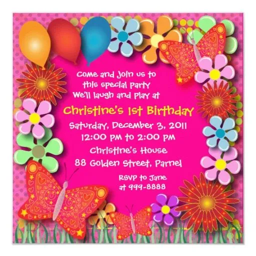 Invitación del cumpleaños: 003 mariposas y flores | Zazzle Invitación del cumpleaños: 003 mariposas y flores | Zazzle