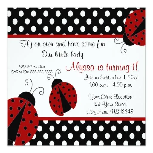 Invitación del cumpleaños de la mariquita | Zazzle Invitación del cumpleaños de la mariquita | Zazzle