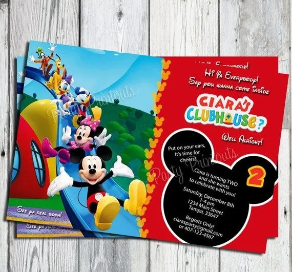 Invitación del cumpleaños de Mickey Mouse: por partyprintouts