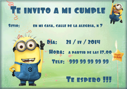 Invitación de cumpleaños Minion. - Fondos para Fotos y Foto ... Invitación de cumpleaños Minion. - Fondos para Fotos y Foto ...