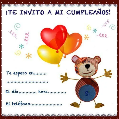 Invitación de cumpleaños del Oso Traposo con globos - Invitaciones ...