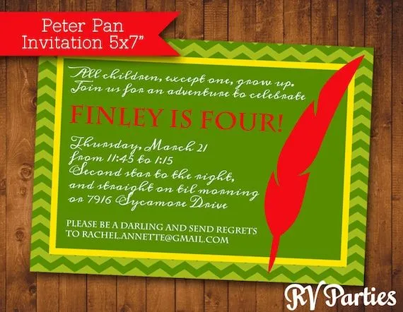 Invitación del cumpleaños Peter Pan por RVparties en Etsy