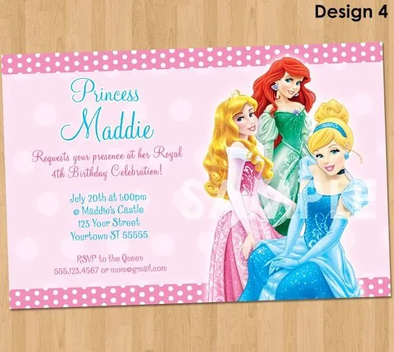 Invitación de cumpleaños princesa por KidsPartyPrintables en Etsy