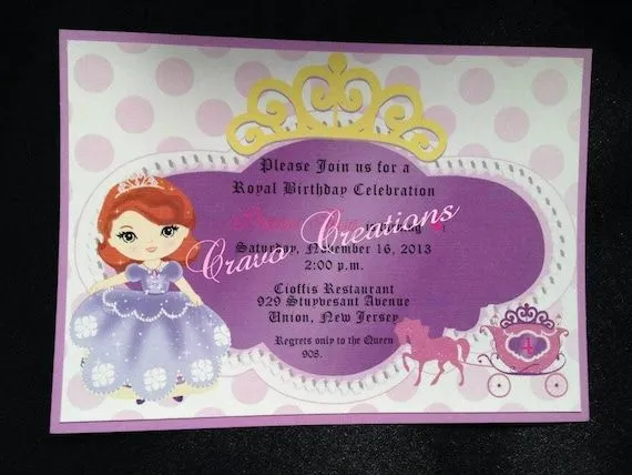 Invitación del cumpleaños de la Princesa Sofia por CravoCreation