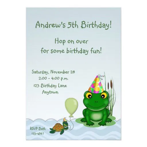 Invitación del cumpleaños de la rana de Zazzle.