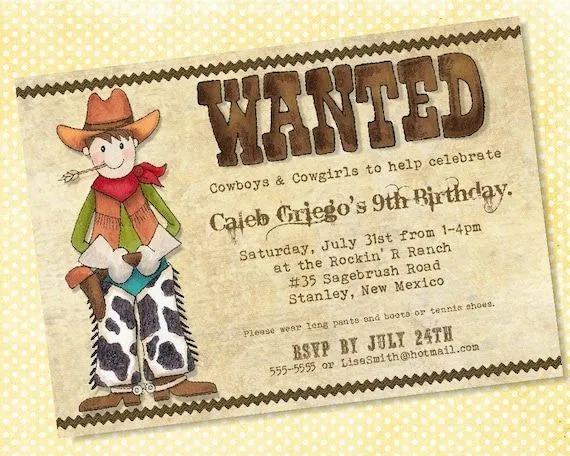 Invitación del cumpleaños de vaquero para niños por PhotoGreetings
