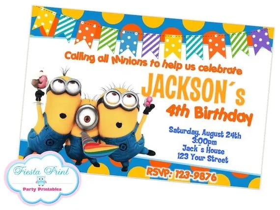 Invitación Cumpleaños Mi Villano Favorito MINIONS por FiestaPrint Invitación Cumpleaños Mi Villano Favorito MINIONS por FiestaPrint