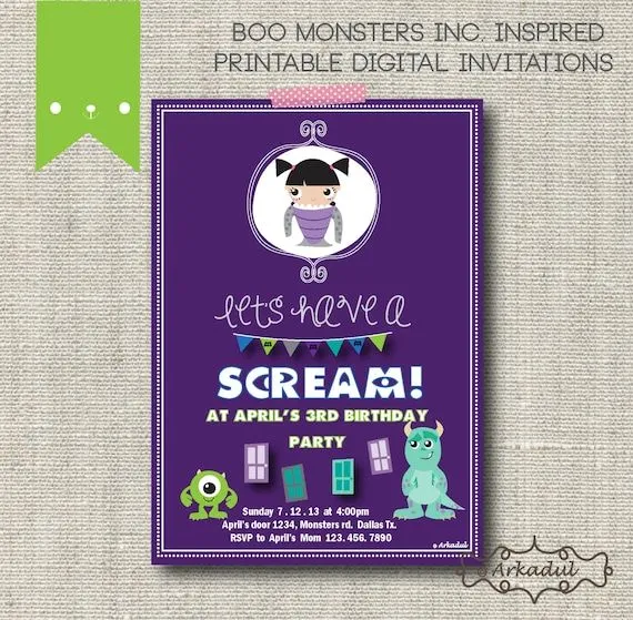 Boo de Monster INC invitaciónes - Imagui