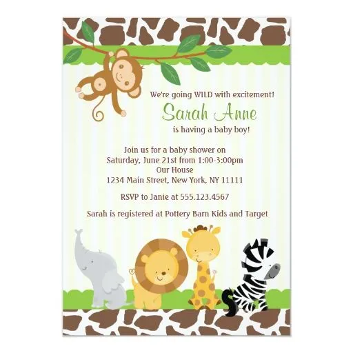 Invitación de la ducha del bebé de la selva del | Zazzle Invitación de la ducha del bebé de la selva del | Zazzle