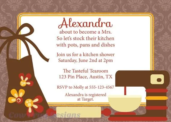 Invitación ducha cocina en otoño los colores por CowPrintDesigns