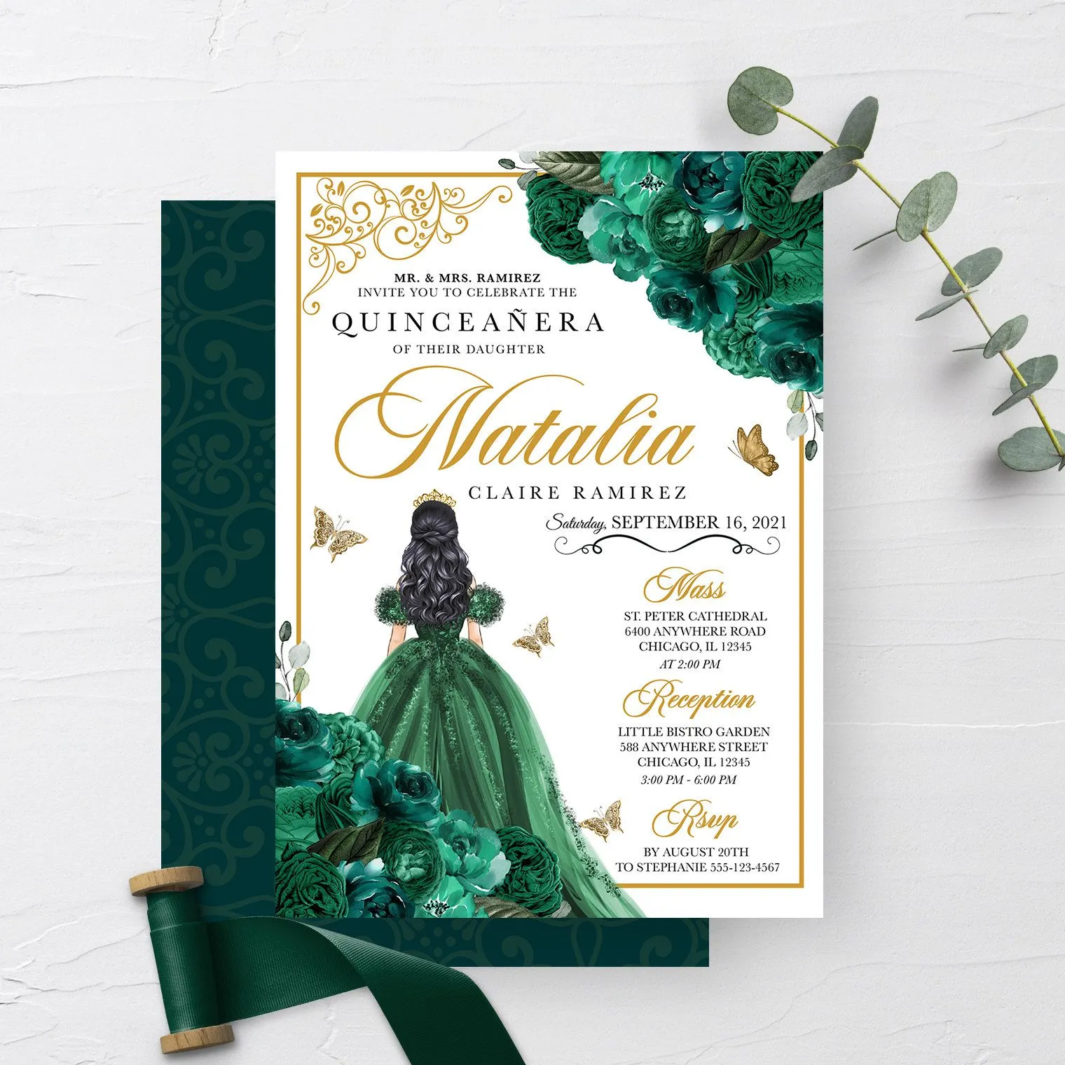 Invitación EDITABLE Invitación Floral De Quinceañera Verde - Etsy México