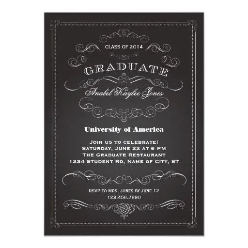 Invitación elegante de la graduación del vintage | Zazzle