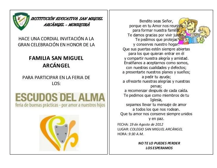 Invitación Día de la Familia - Colegio San Miguel Arcángel Invitación Día de la Familia - Colegio San Miguel Arcángel
