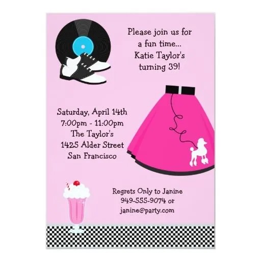 invitación del fiesta de los años 50 | Zazzle invitación del fiesta de los años 50 | Zazzle