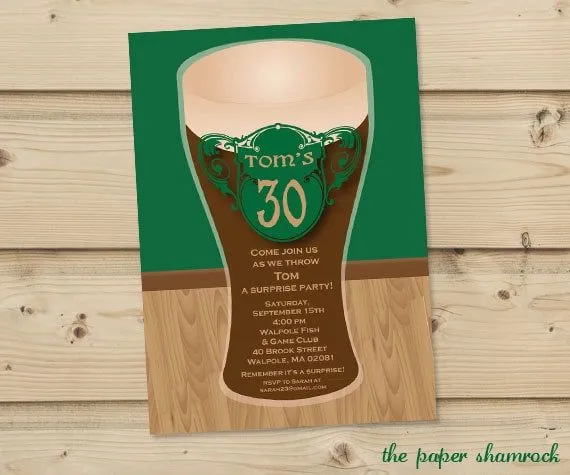 Invitación fiesta de cerveza medio litro de por ThePaperShamrock