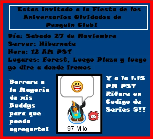 Invitación de La fiesta y Datos de la Rifa! | Penguin Club - Cp ... Invitación de La fiesta y Datos de la Rifa! | Penguin Club - Cp ...