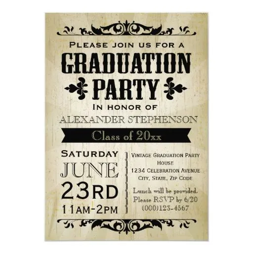 Invitación de la fiesta de graduación del vintage | Zazzle Invitación de la fiesta de graduación del vintage | Zazzle