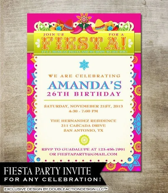 Invitación de Fiesta Mexicana con coloridas por OddLotEmporium Invitación de Fiesta Mexicana con coloridas por OddLotEmporium