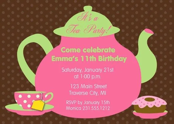Invitación fiesta de té para las niñas por AnnounceItFavors Invitación fiesta de té para las niñas por AnnounceItFavors