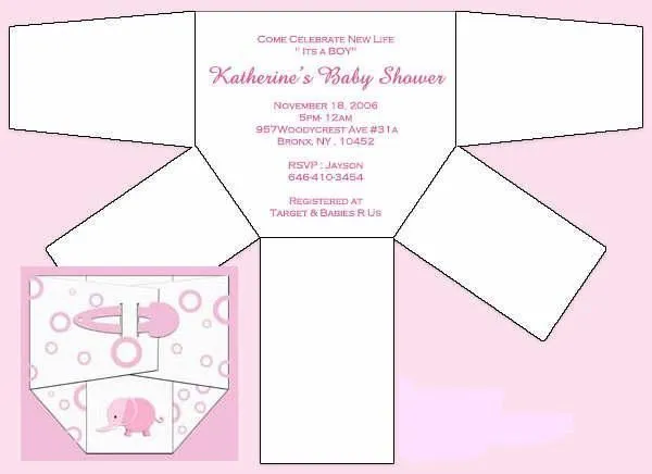 Invitación con forma de pañal para Baby Shower | Baby showers ...